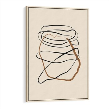 Obraz w ramie 80x120 - Bezczasowe Kontury - abstrakcyjne linie, zaplątane - rama drewno