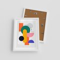 Plakat w ramie 30x40 - Harmonijne Przenikanie Form - nowoczesna sztuka, geometryczna kolorowa grafika - rama biała