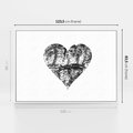 Obraz w ramie 120x80 - Drzewo Serca - czarne serce, tekstura jak kora drzewa - rama biała