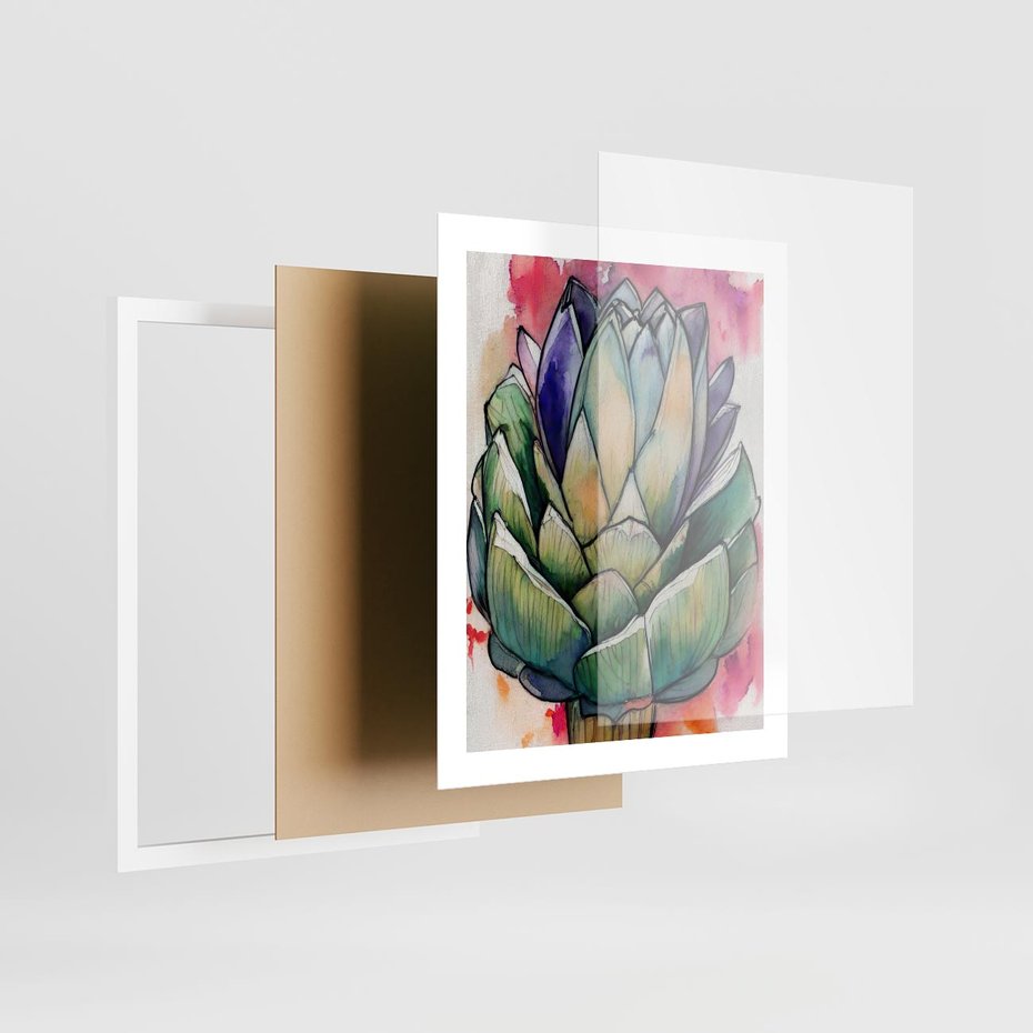 Plakat w ramie 40x50 - Estetyczna Roślina - abstrakcja, akwarela - rama biała