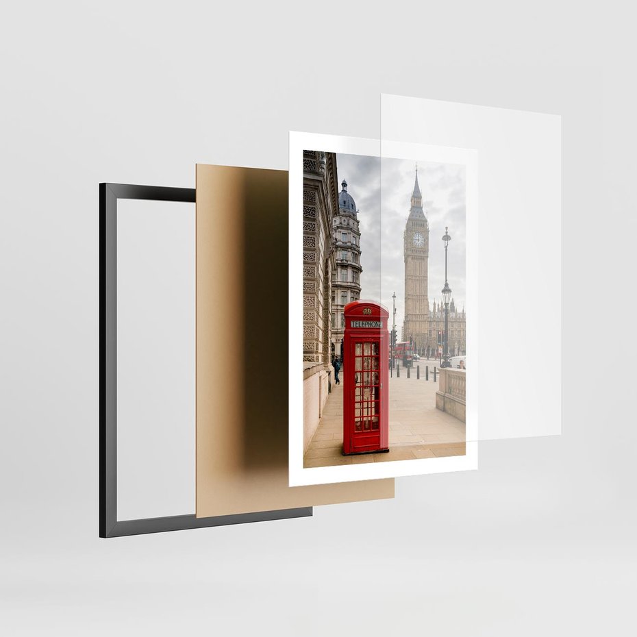 Plakat w ramie 50x70 - Symbol Big Benu - Londyn, budka - rama czarna