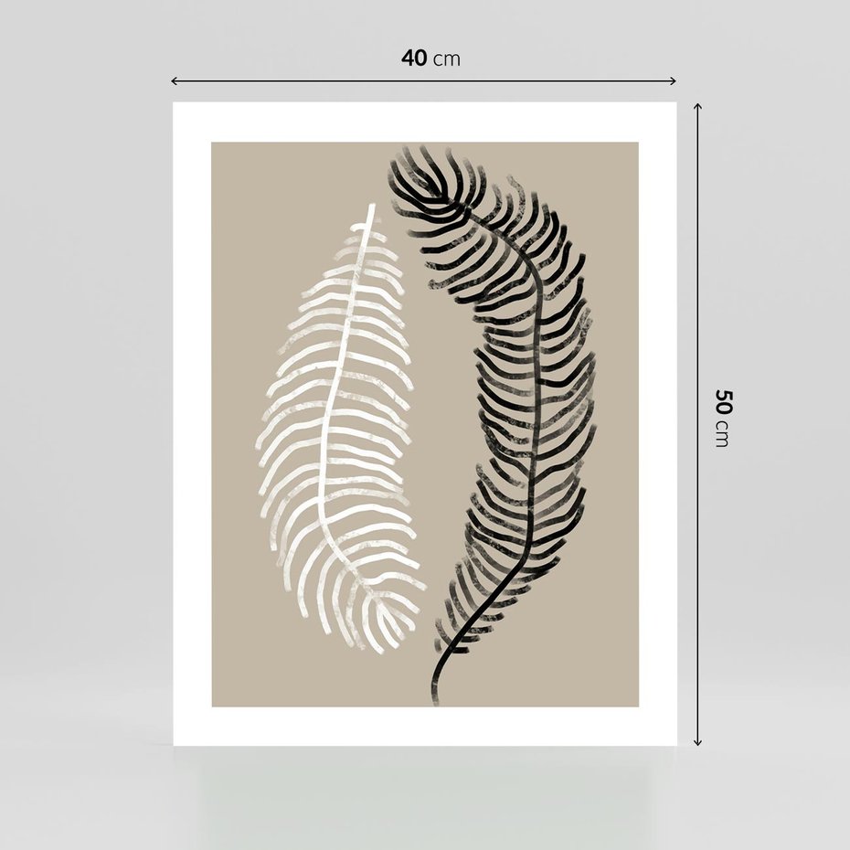 Plakat bez ramy 40x50 - Spleciona Harmonia - sztuka nowoczesna, białe i czarne pióro