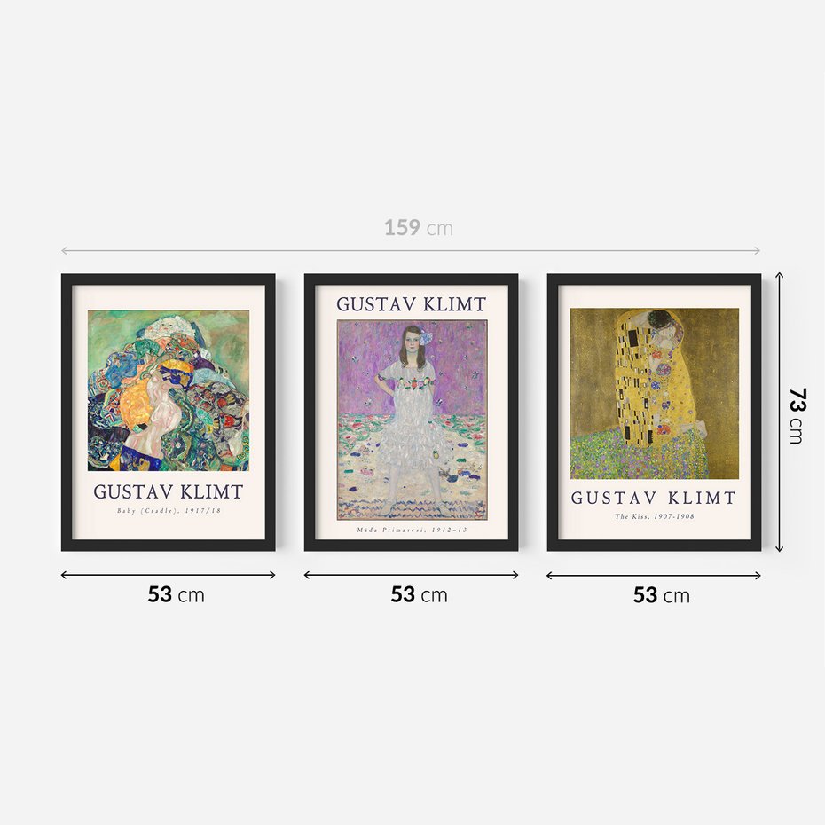 Zestaw obrazy w ramie 50x70 galeria - Gustav, Klimt, reprodukcje - rama czarna