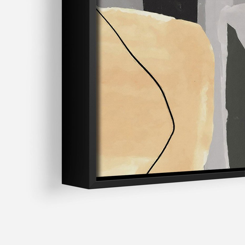 Obraz w ramie 50x70 - Harmonia w chaosie serca - abstrakcja na szarym tle, kolorowe plamy koloru - rama czarna