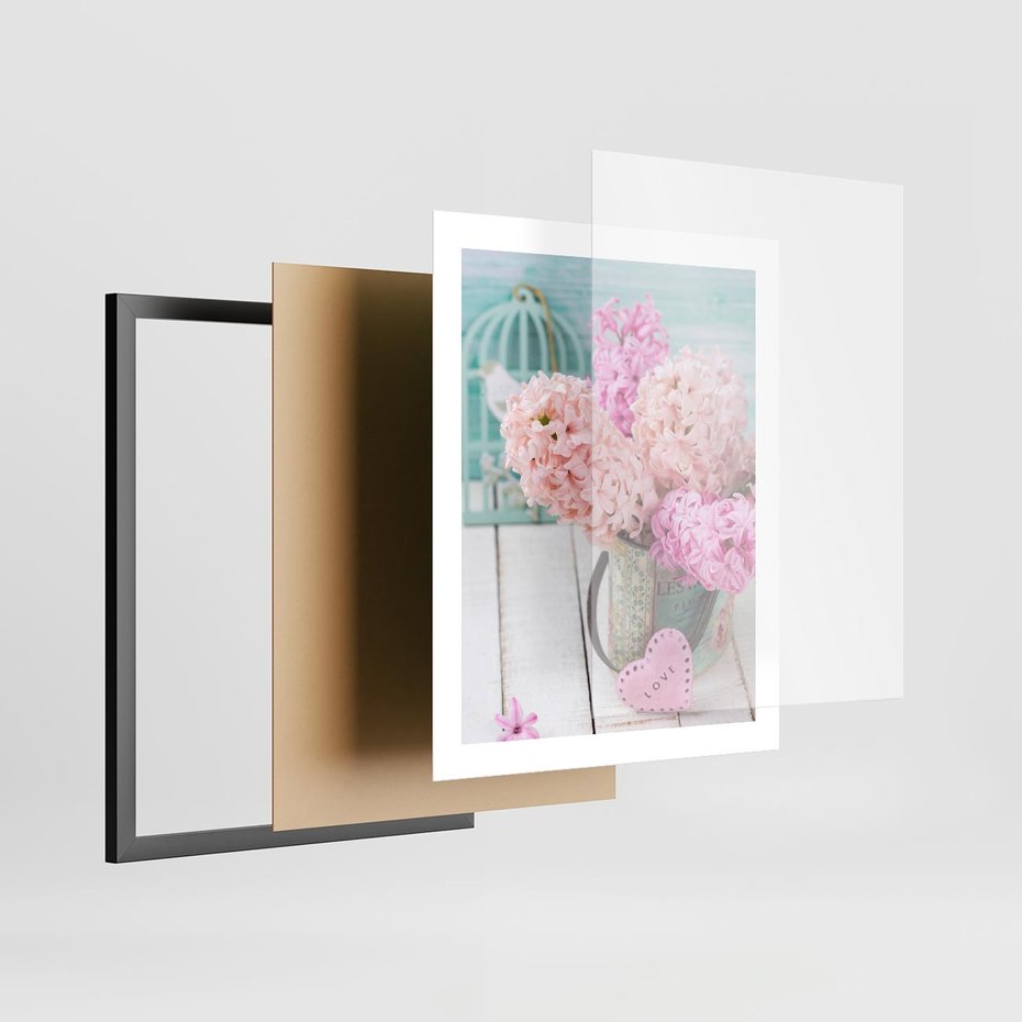 Plakat w ramie 40x50 - Kwiatowa harmonia hiacyntów - kwiaty, hiacynty - rama czarna