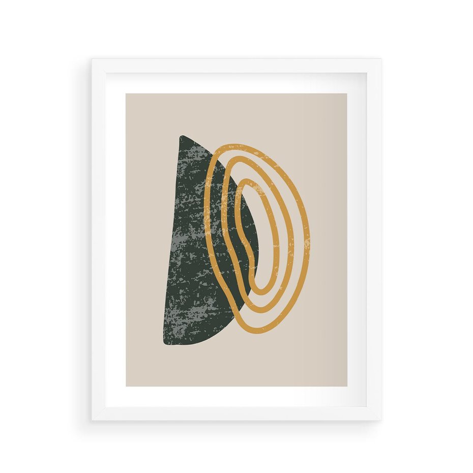 Plakat w ramie 40x50 - Nowoczesne Dialogi Materii - nowoczesny plakat, abstrakcyjne kształty - rama biała