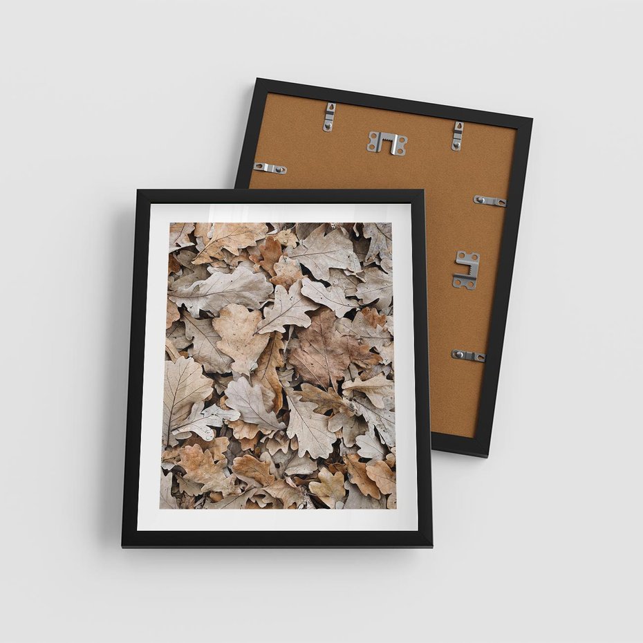 Plakat w ramie 40x50 - Nostalgiczny Pejzaż - suche liście, jesień - rama czarna