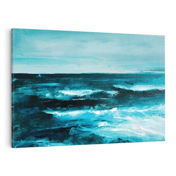 Obraz na płótnie 100x70 - Burza Nad Granatowym Oceanem - piękny marynistyczny obraz olejny, wzburzone ciemne morze