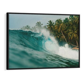 Obraz w ramie 100x70 - Rajskie Wybrzeże - fotografia, duża fala - rama czarna