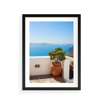 Plakat w ramie 50x70 - Santorini - oaza greckiej wyspy - Santorini, grecka - rama czarna