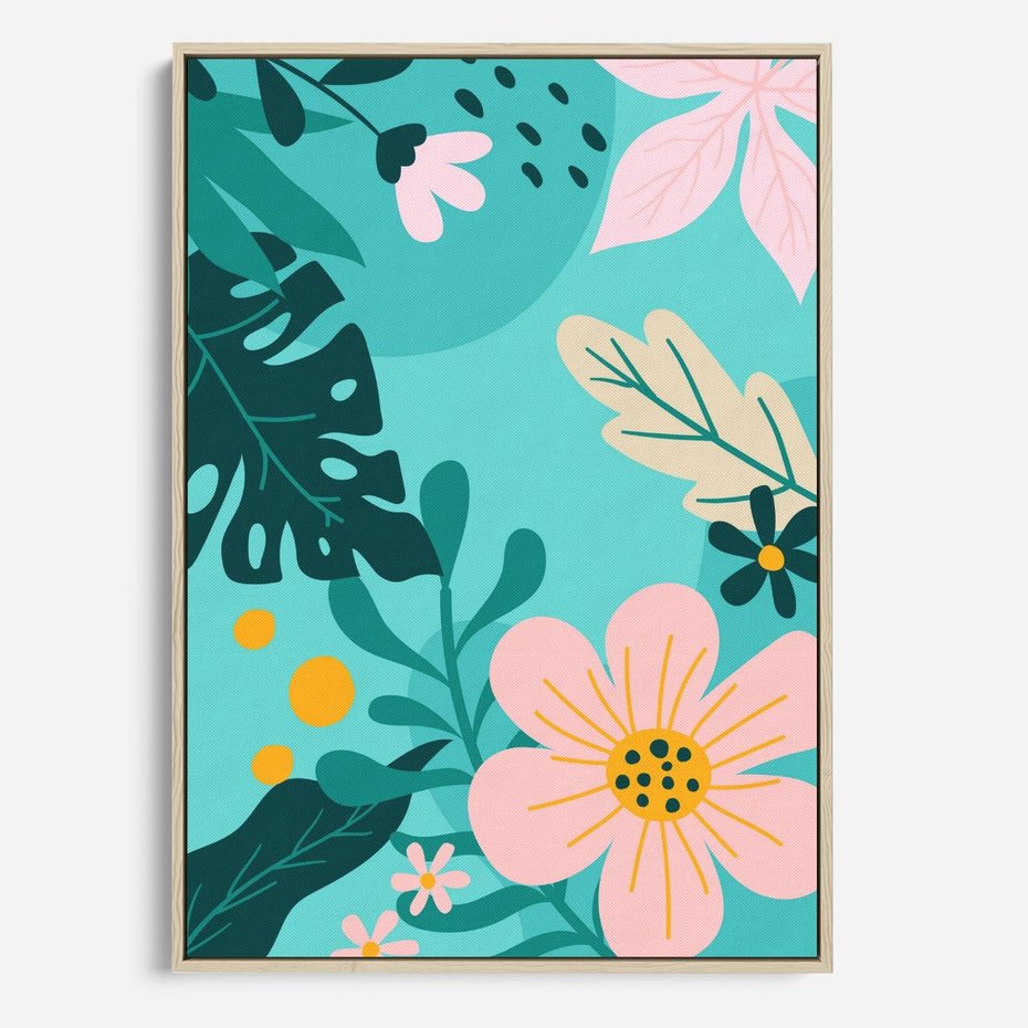 Obraz w ramie 50x70 - Kwiatowy Impuls - pastelowa kompozycja, kwiaty - rama drewno