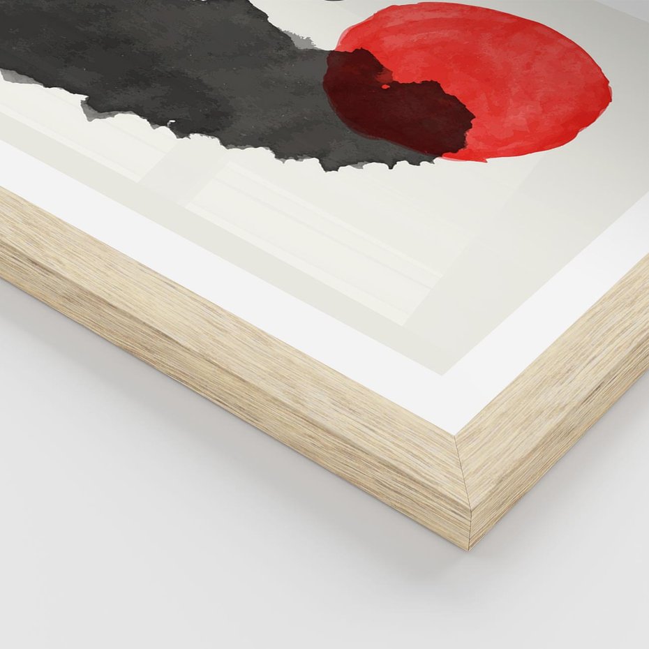 Plakat w ramie 30x40 - Wibracje Linii - abstrakcyjne nieregularne plamy, czarny - rama drewno