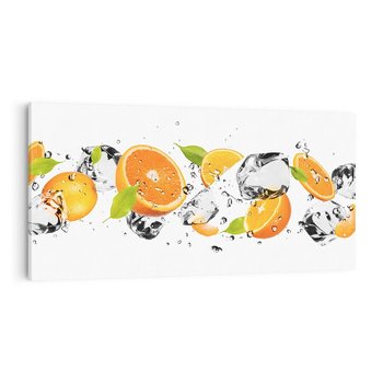 Obraz na płótnie 140x70 - Słoneczne pomarańcze z wodą - pomarańcze, woda