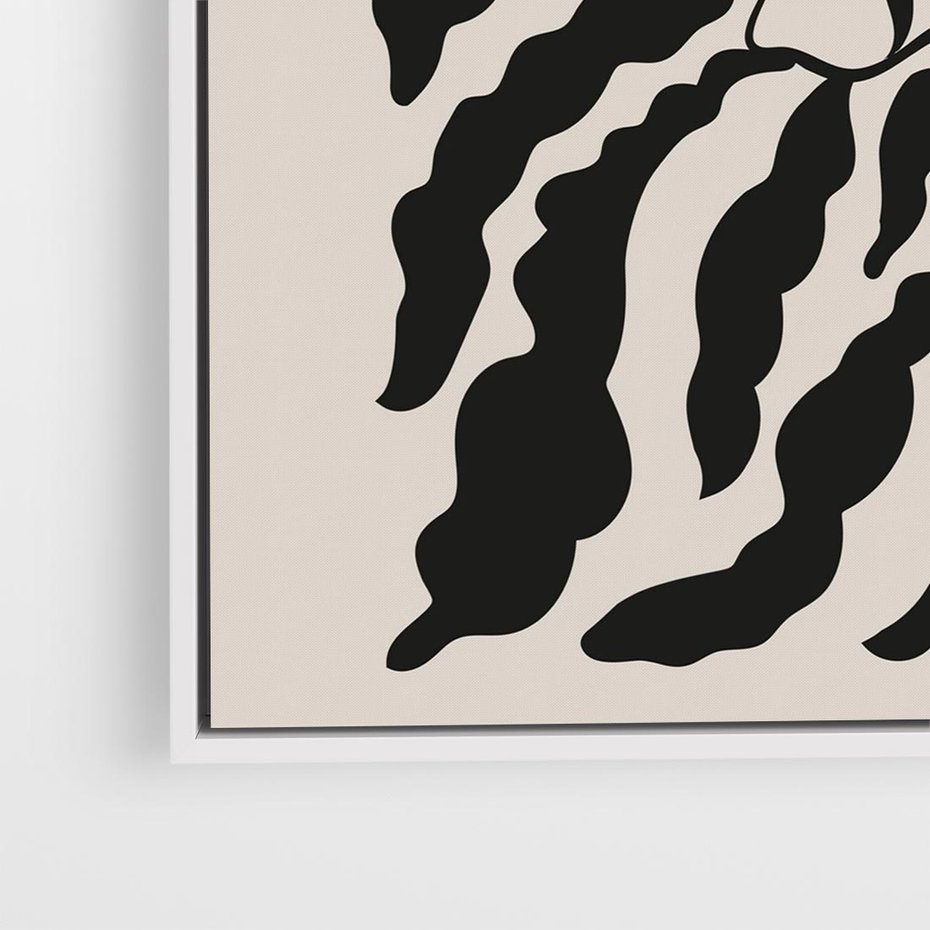 Obraz w ramie 50x50 - Księga Odbić - abstrakcyjne liśćie, roślinne motywy - rama biała