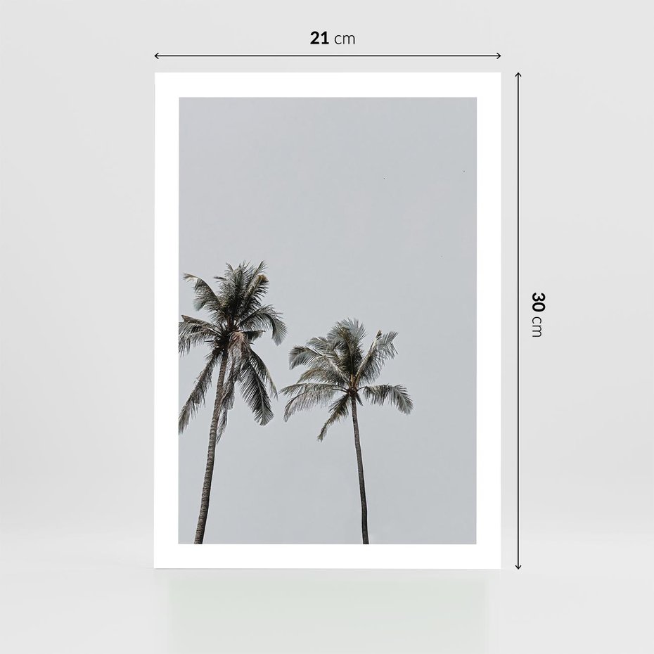 Plakat bez ramy 21x30 - Tropikalny Raj: Palmy i Niebo - palmy, niebo