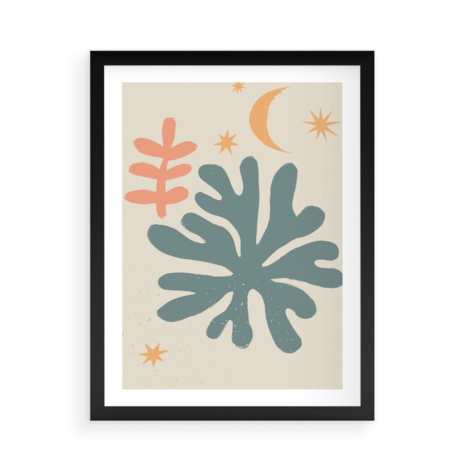 Plakat w ramie 50x70 - Rozbłysk Emanacji - boho formy, kształty - rama czarna