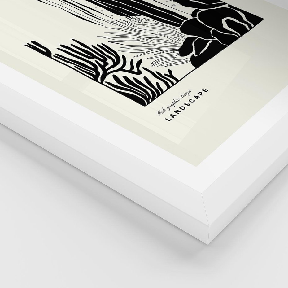 Plakat w ramie 40x50 - Boho Oaza - kaktusy, rośliny - rama biała