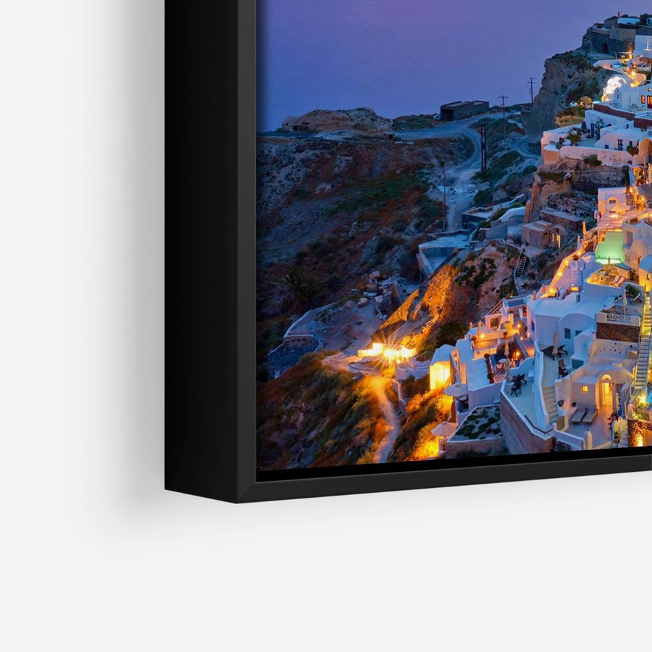 Obraz w ramie 50x50 - Wyblakłe wspomnienia gwiazd - Santorini, wieczór - rama czarna