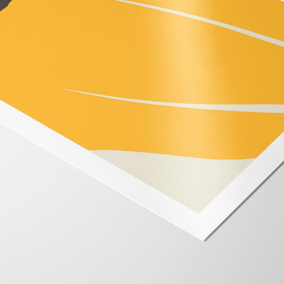 Plakat bez ramy 50x70 - Migocące Formy - abstrakcyjny minimalistyczny obraz, żółta papryczka