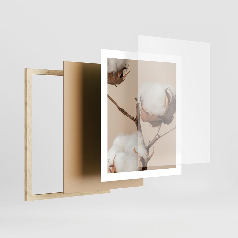 Plakat w ramie 40x50 - Bawełniana melancholia - bawełna, suche - rama drewno