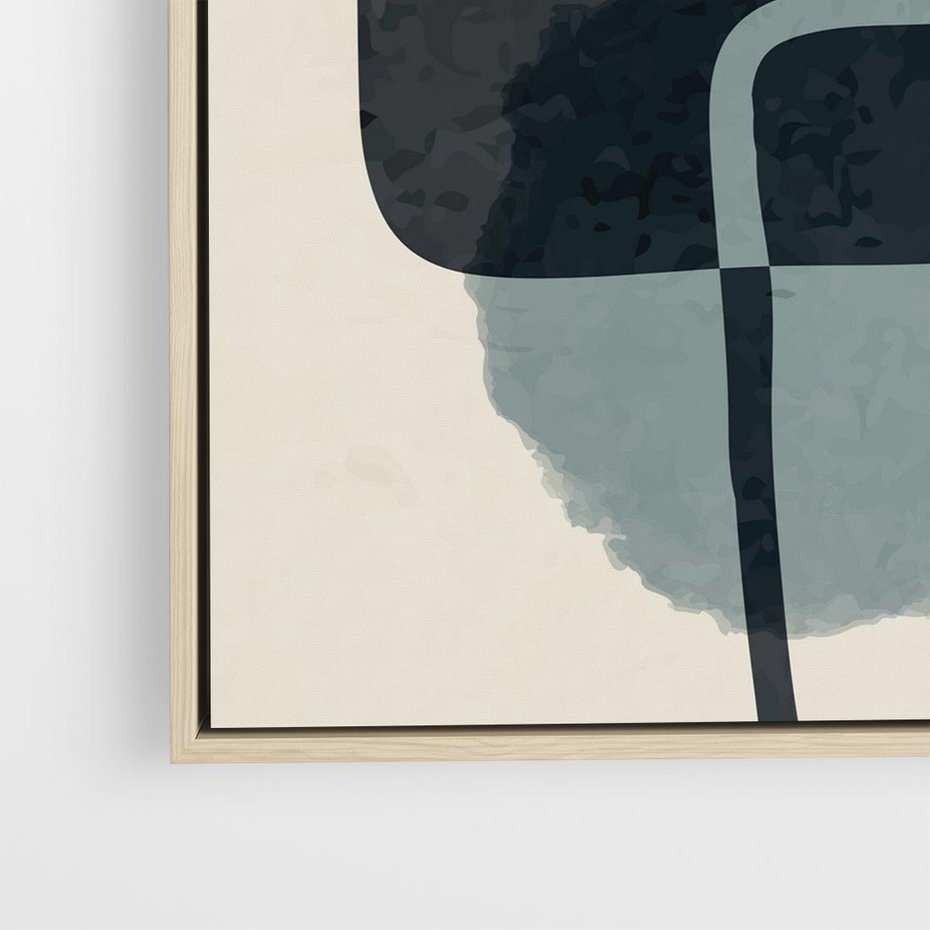 Obraz w ramie 50x50 - Migotliwe Refleksje - abstrakcyjne nieregularne kształty, minimalistyczny plakat - rama drewno