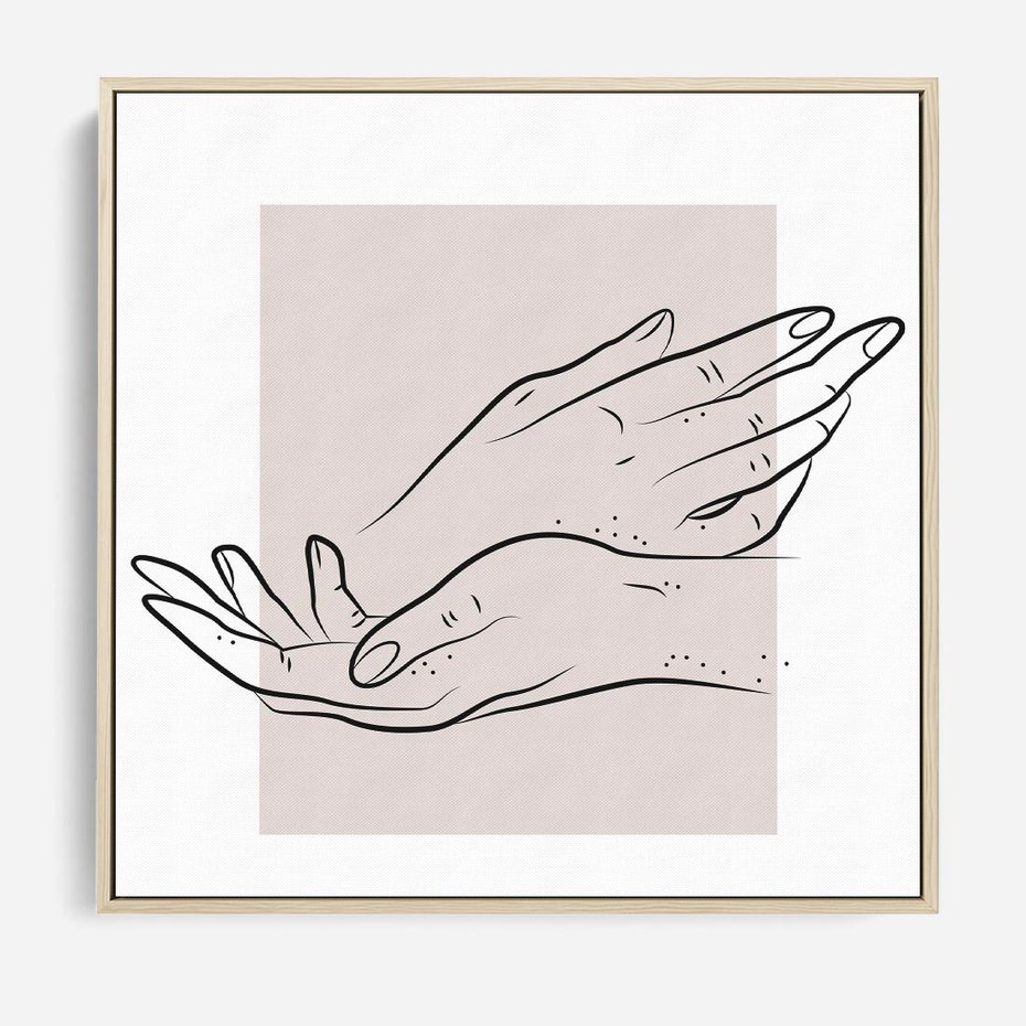 Obraz w ramie 50x50 - Wibracje Nieprzewidywalnych Form - bogo plakat, dłonie - rama drewno