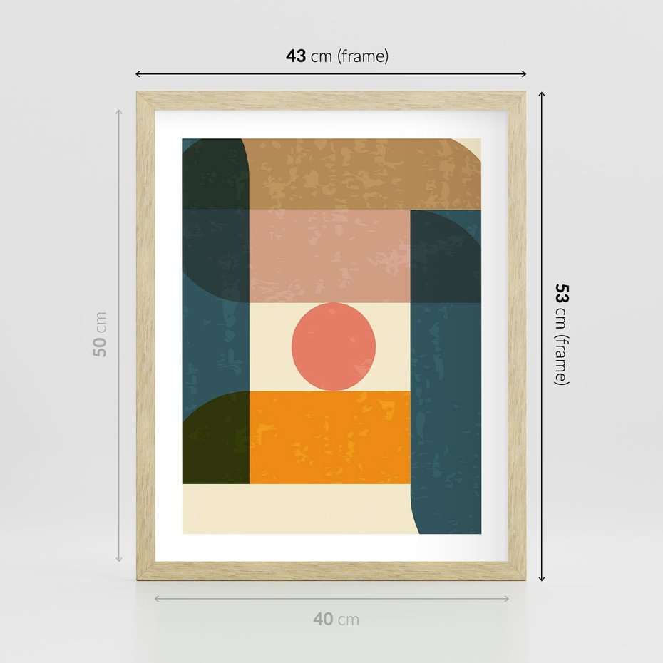 Plakat w ramie 40x50 - Geometryczna Ekspresja - geometria, plakat - rama drewno