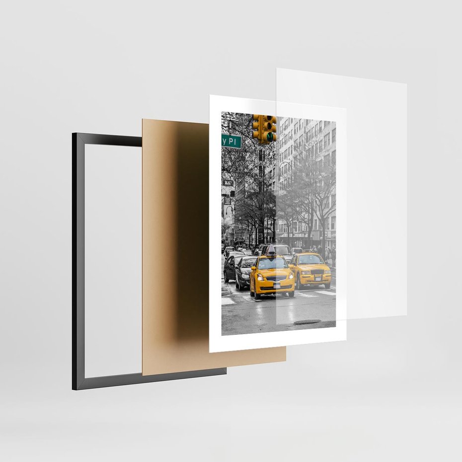 Plakat w ramie 30x40 - Taksówki w Nowym Jorku - taksówki, Nowy Jork - rama czarna
