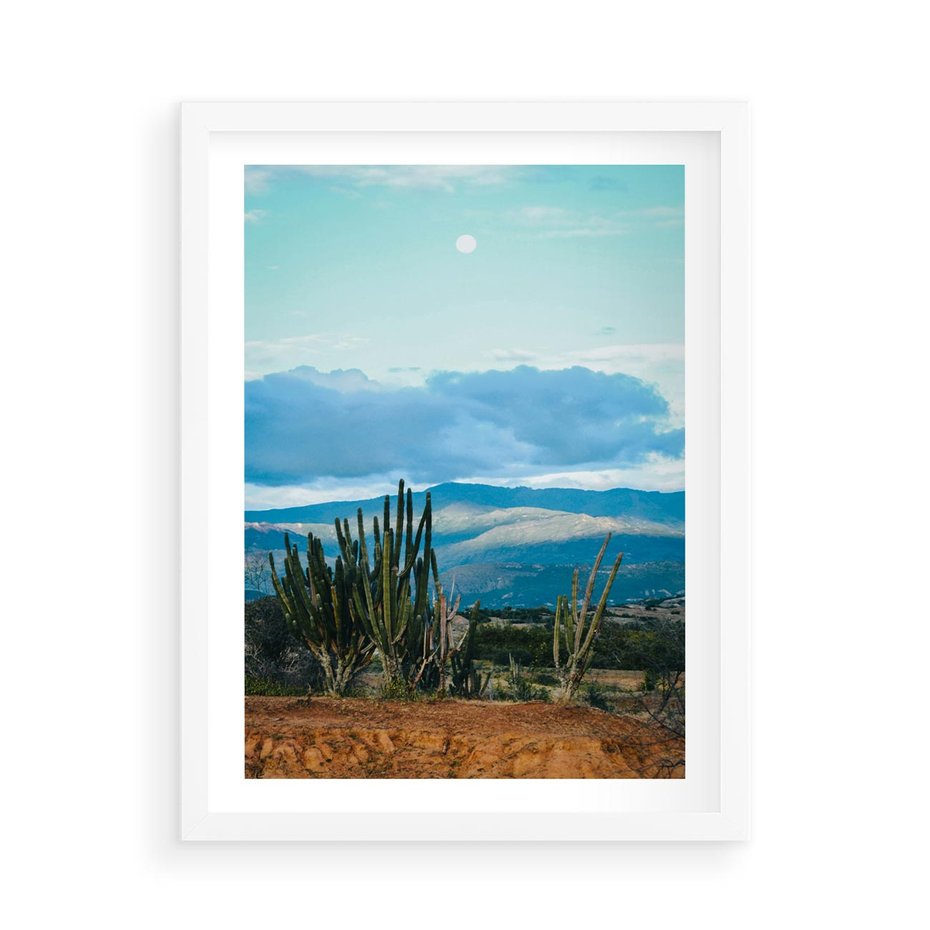 Plakat w ramie 50x70 - Malowniczy Pejzaż - pustynia, pejzaż - rama biała