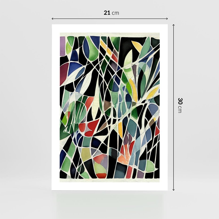 Plakat bez ramy 21x30 - Taniec Plam i Kształtów - abstrakcyjny akwarelowy obraz, plamy