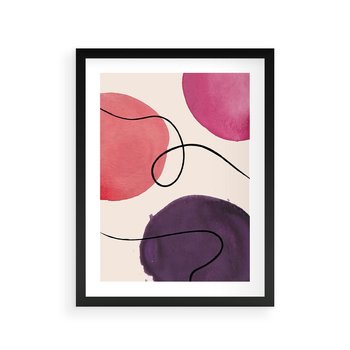 Plakat w ramie 50x70 - Migoczące Echo - abstrakcyjne akwarelowe plamy, nieregularne linie - rama czarna