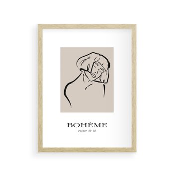 Plakat w ramie 30x40 - Echa Nieznanych Konturów - boho plakat, typografia - rama drewno