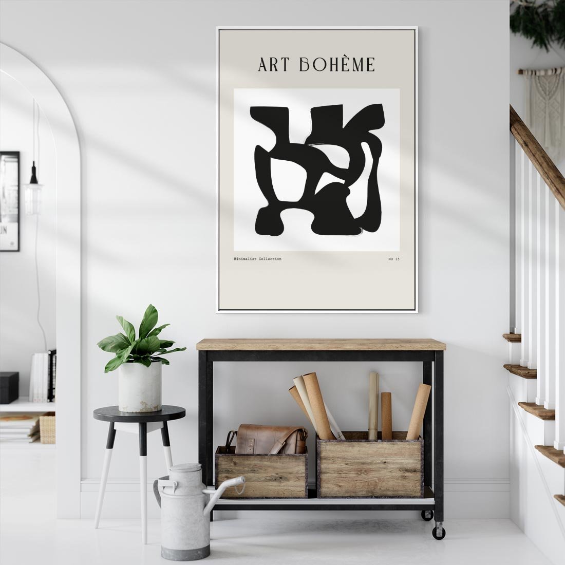 Obraz w ramie 80x120 - Boho Szepty - boho plakat, minimalizm - rama biała