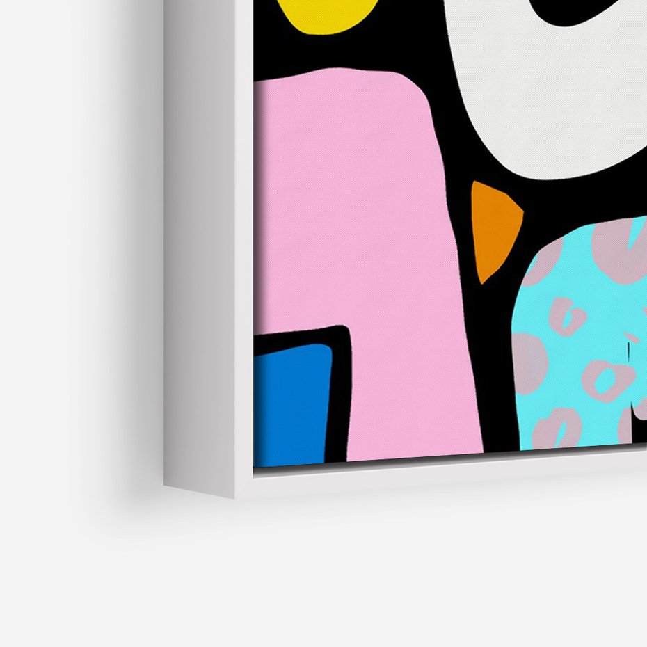 Obraz w ramie 70x100 - Komiksowe Formy - abstrakcyjne formy, komiksowy styl - rama biała