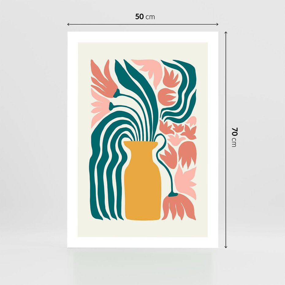 Plakat bez ramy 50x70 - Kolorowe Pasmo - abstrakcyjne kwiaty w wazonie, pdastelowe kolory