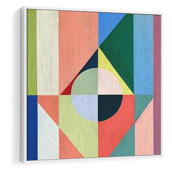 Obraz w ramie 80x80 - Księga Kolorowych Wizji - różne geometryczne formy, koła - rama biała