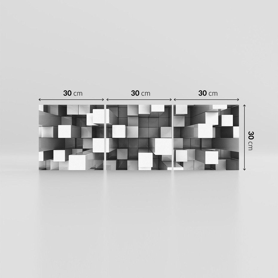 Obraz na płótnie 90x30 - Abstrakcyjne światy: 3D w kwadratach - 3D, abstrakcja