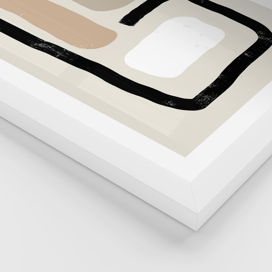 Plakat w ramie 50x70 - Kształtne Formy - geometryczne nieregularne kształty, nowoczesna kompozycja - rama biała