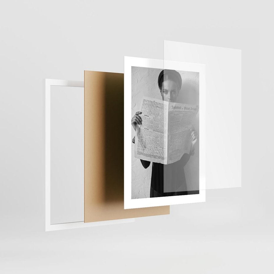 Plakat w ramie 30x40 - Nowe Wiadomości - retro zdjęcie, czarno białe - rama biała