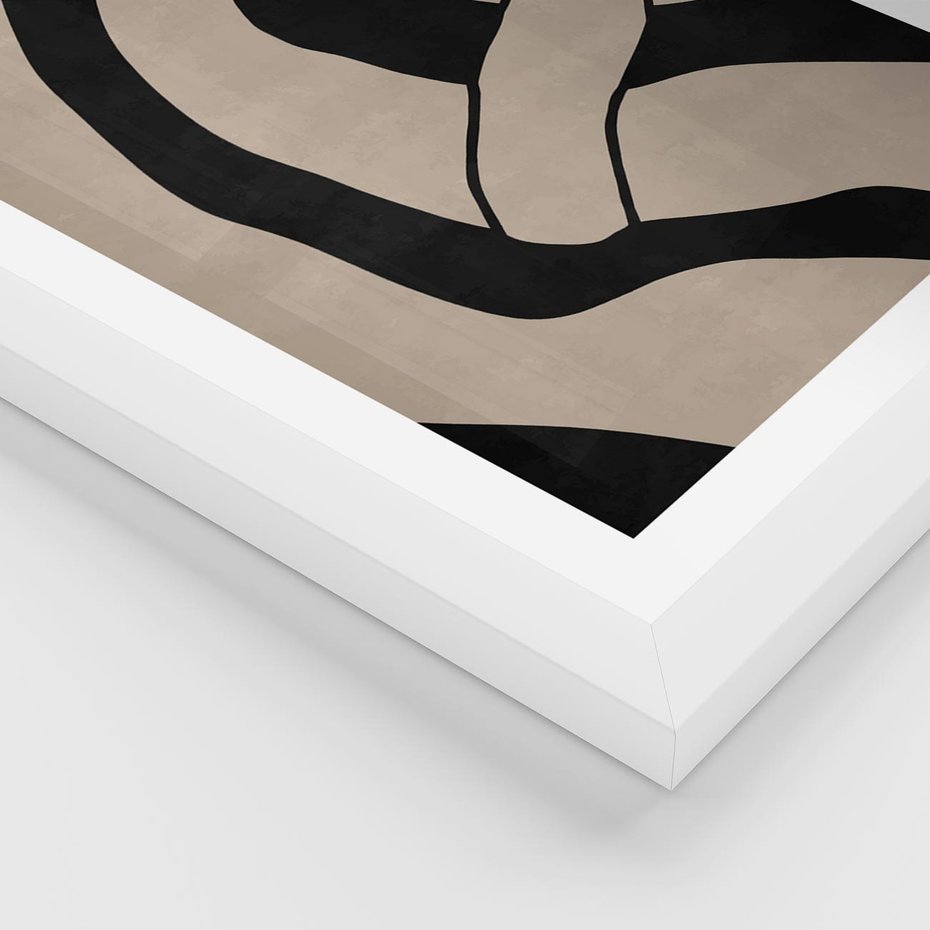 Plakat w ramie 40x50 - Obce Wariacje - abstrakcyjne linie, mroczny plakat - rama biała