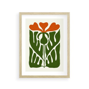 Plakat w ramie 40x50 - Minimalistyczny Urok Kwiatu - kwiat, sztuka nowoczesna - rama drewno