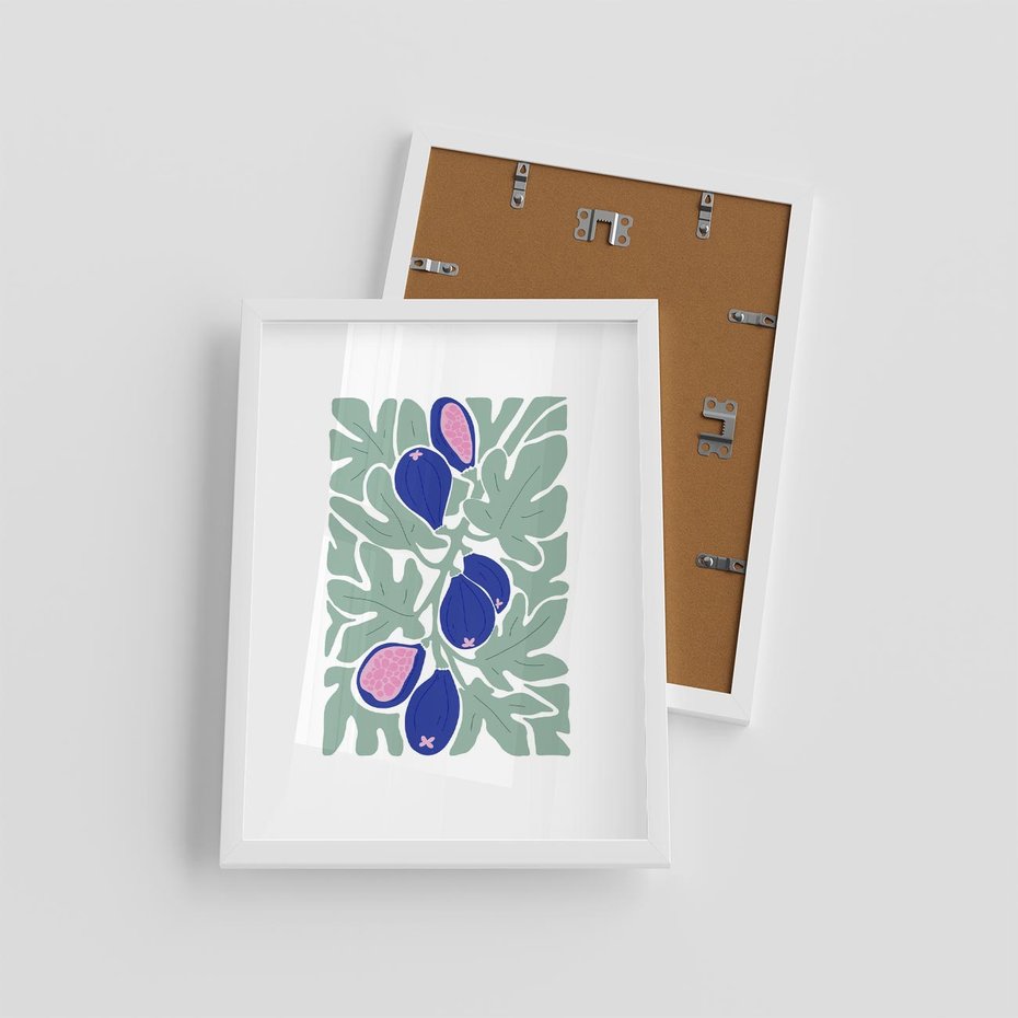 Plakat w ramie 30x40 - Figi Fioletu - figi, sztuka nowoczesna - rama biała