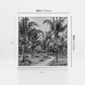 Obraz w ramie 50x50 - Mroczna Ścieżka Tropików - czarno biała fotografia, ścieżka pośród palm - rama biała