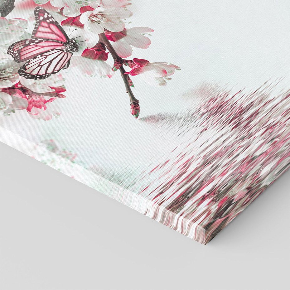 Obraz na płótnie 30x30 - Kwiatowa baśń z motylami - kwiaty, motyle