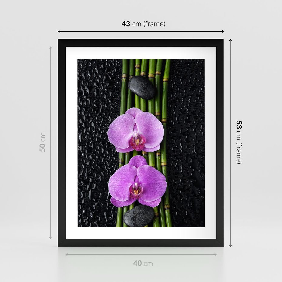 Plakat w ramie 40x50 - Japońskie Spa w Otoczeniu Storczyków - storczyk, spa - rama czarna