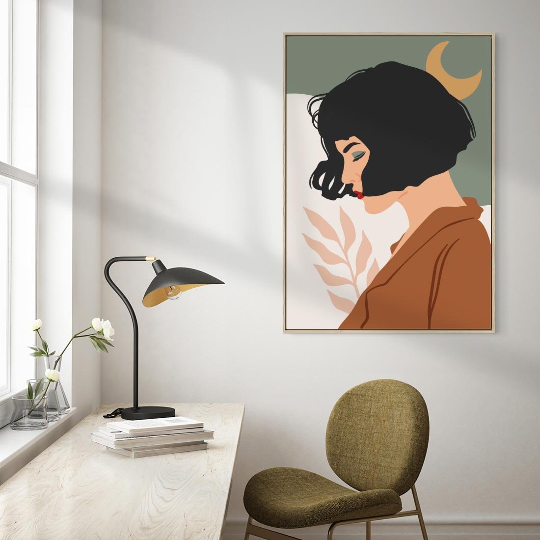 Obraz w ramie 80x120 - Kobieca Pasja - nowoczesny plakat, styl retro - rama drewno