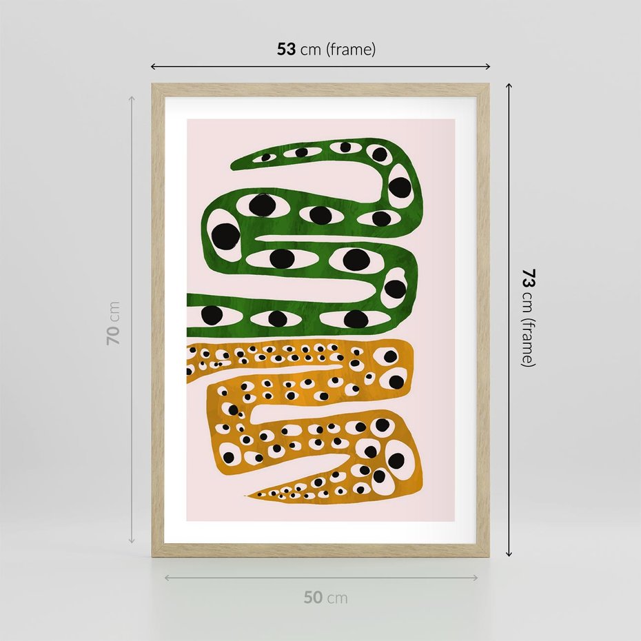 Plakat w ramie 50x70 - Mroczne Wypaczenia - abstrakcyjny obraz, dziwne kształty - rama drewno