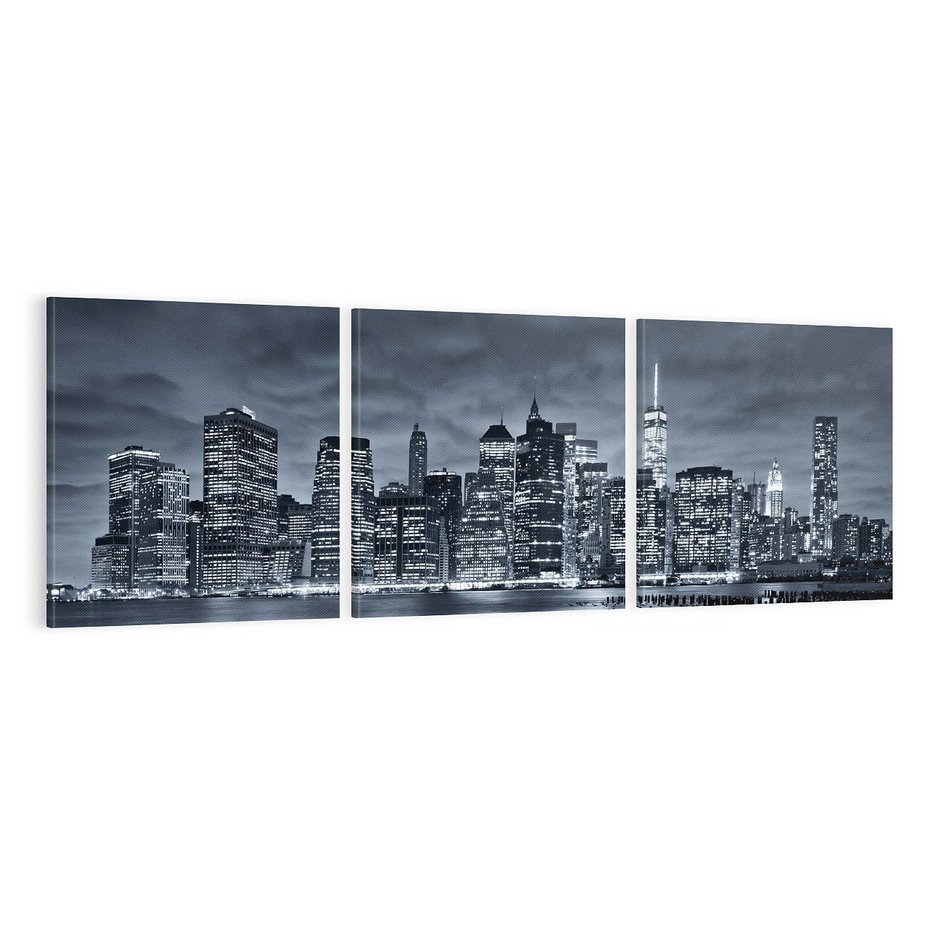Obraz na płótnie 120x40 - Miejskie Migawki - noc, NY