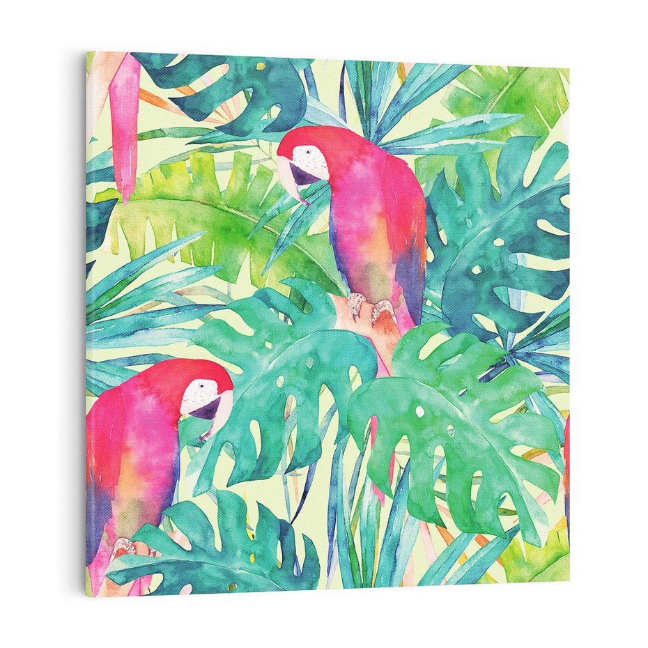 Obraz na płótnie 70x70 - Egzotyczna Przygoda - tropikalne, liście