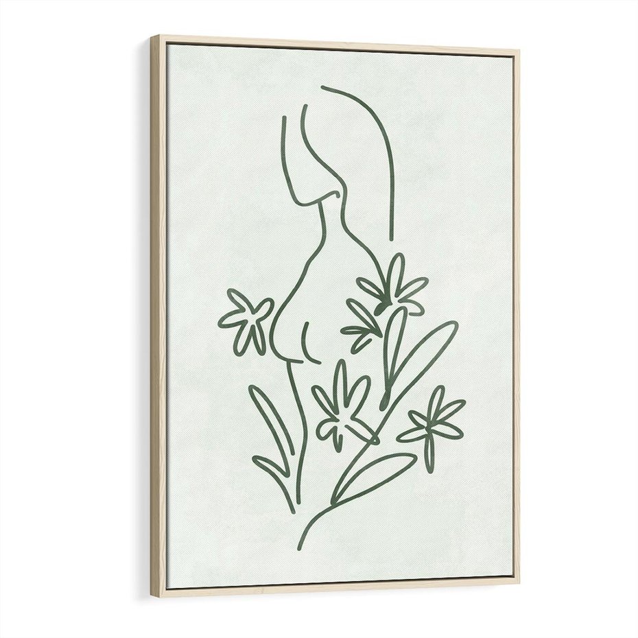 Obraz w ramie 80x120 - Odbicia Zielonego Raju - zielony odcień, abstrakcja - rama drewno
